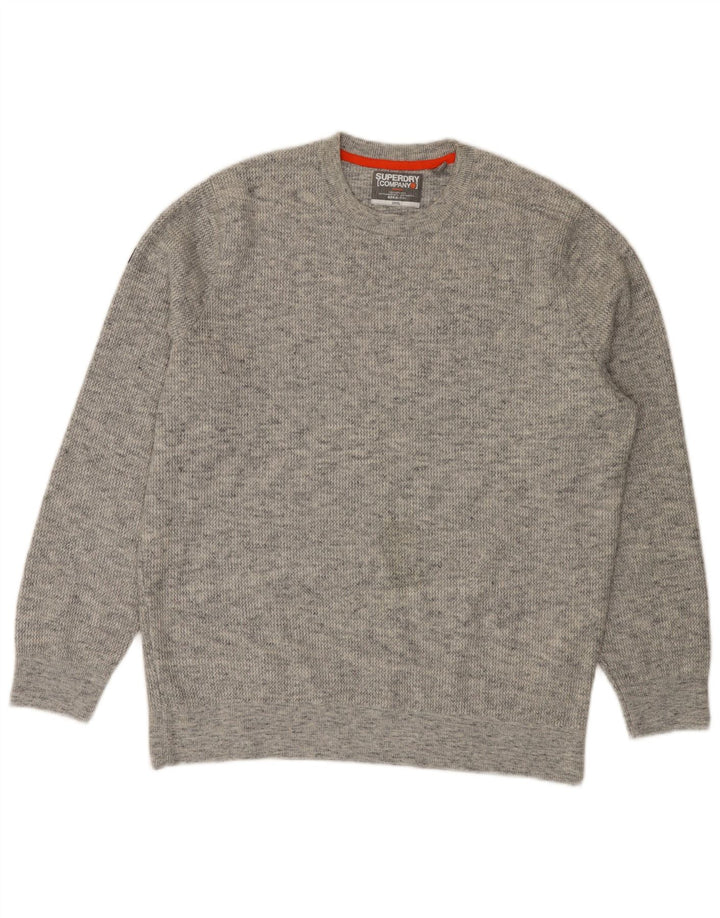 SUPERDRY Pull col rond homme 3XL Gris Moucheté Coton