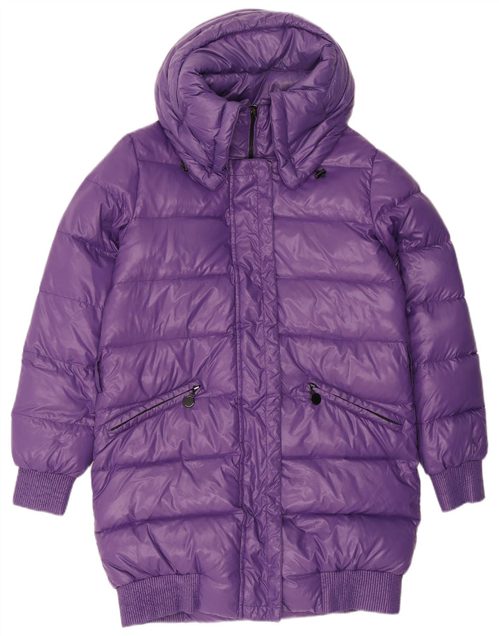 Benetton Manteau Rembourré À Capuche Femme IT 46 Large Violet Polyester