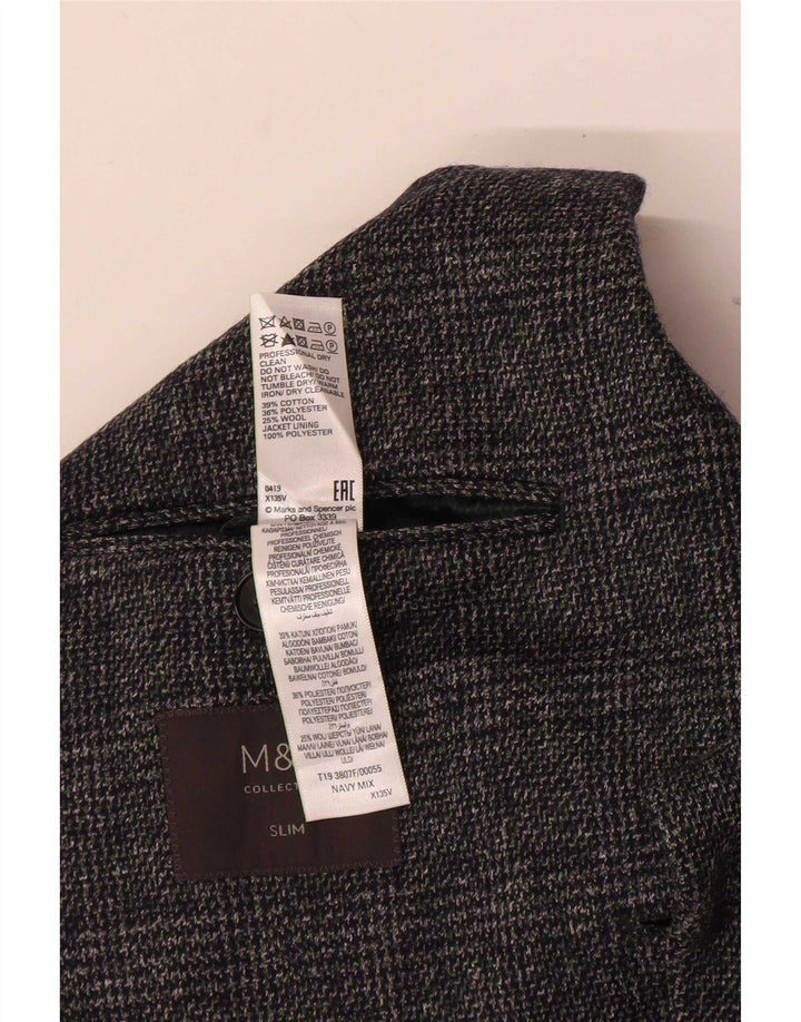 Marks & Spencer Veste blazer à 2 boutons pour homme UK 36 Petit carreaux bleu marine