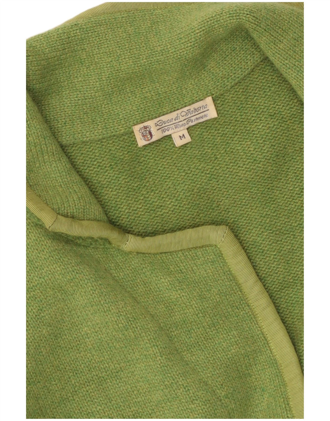 vintage Femme Cardigan Pull UK 12 Cachemire Vert Moyen