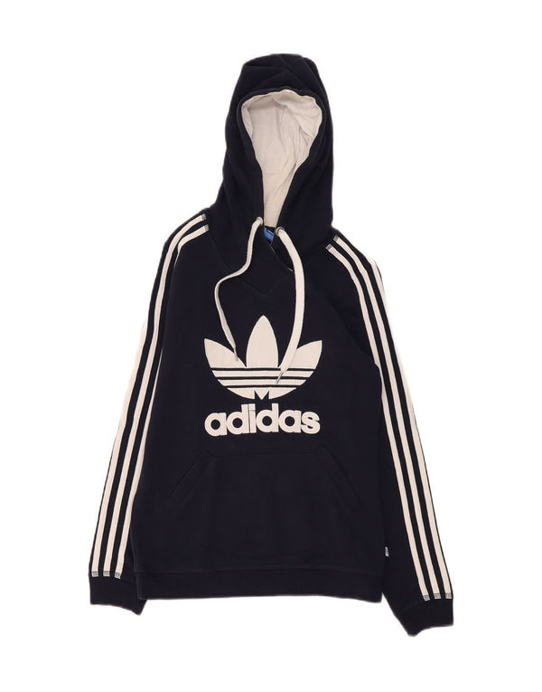 Adidas Pull à capuche graphique pour femme UK 10 Petit Bleu marine Coton Sports