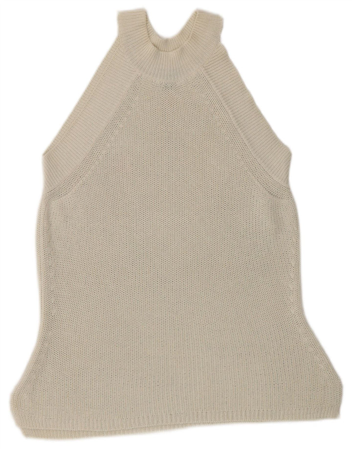 Massimo Dutti Haut dos nu en tricot pour femme UK 10 Small Blanc cassé