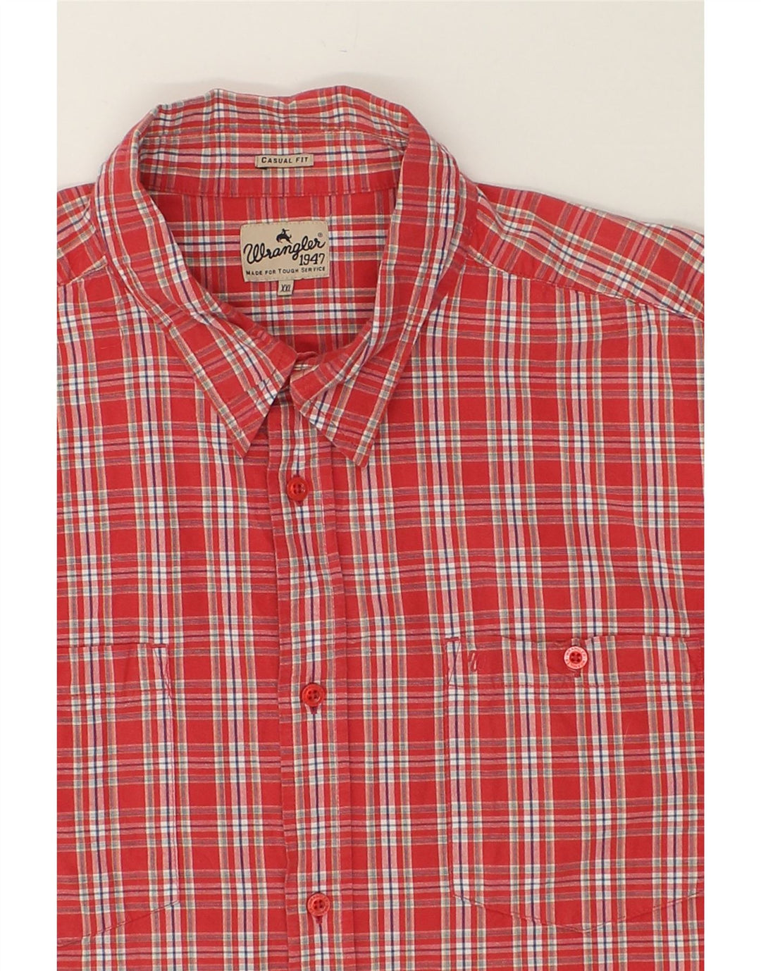 WRANGLER Chemise à manches courtes pour homme 2XL en coton à carreaux rouges