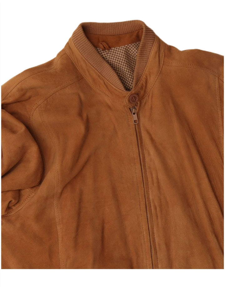 vintage Mens Suede Bomber Jacket UK 38 Brun Moyen