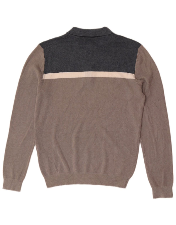 Reiss Pull Col Polo Homme Petit Gris Colorblock Viscose