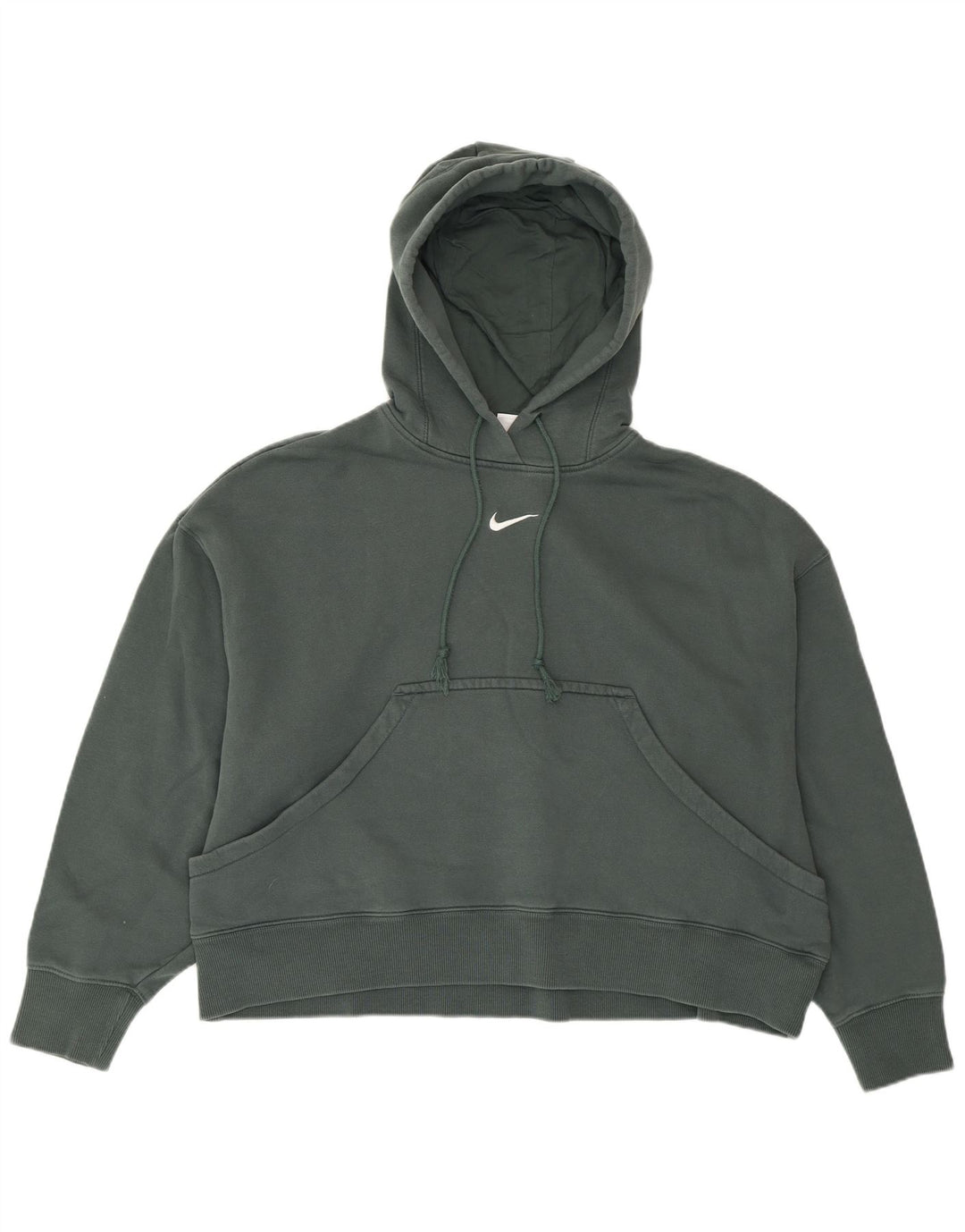 NIKE Pull à capuche surdimensionné pour femme UK 14 en coton vert moyen