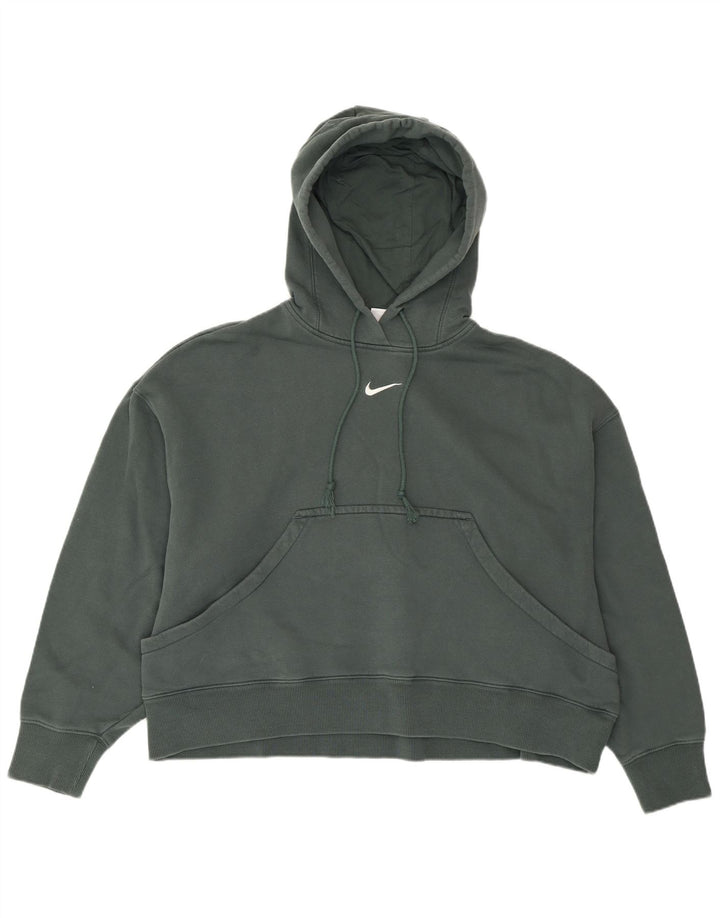 NIKE Pull à capuche surdimensionné pour femme UK 14 en coton vert moyen