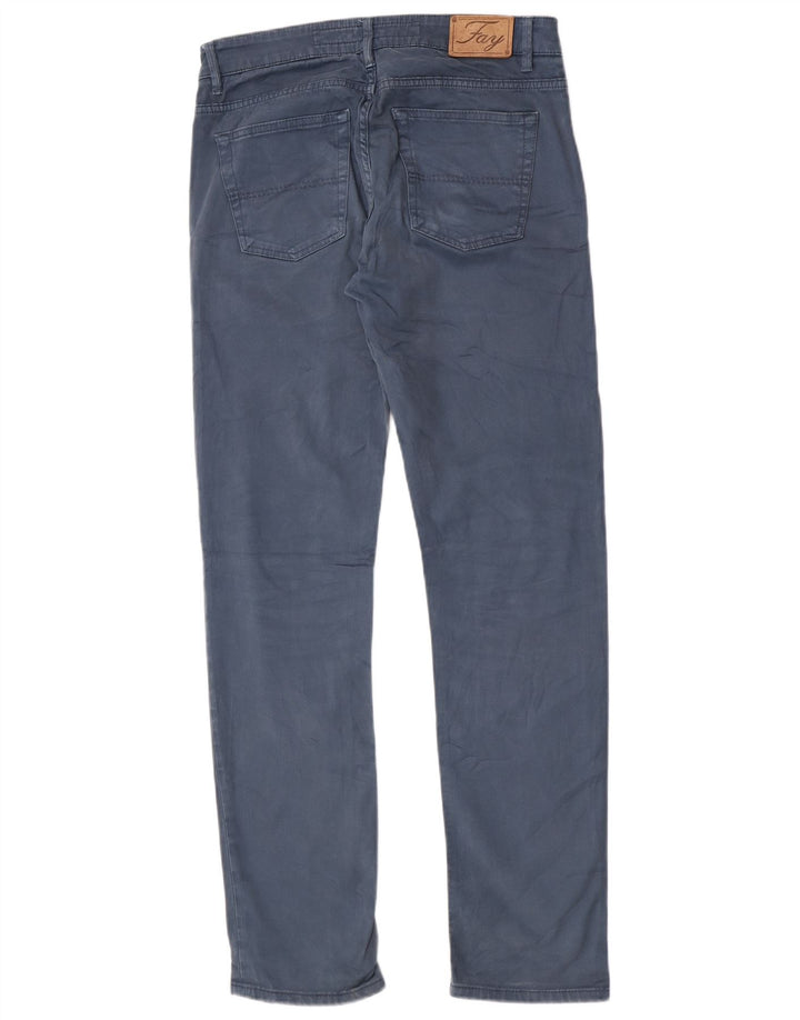 Fay Pantalon Chino Droit Homme W34 L33 Bleu Coton