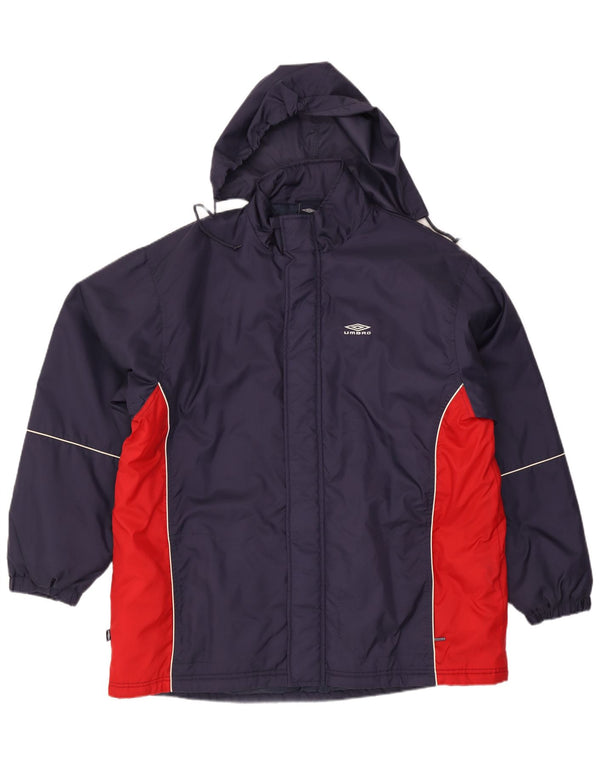 Umbro Manteau coupe-vent à capuche pour homme UK 42 XL Bleu marine Colorblock Nylon