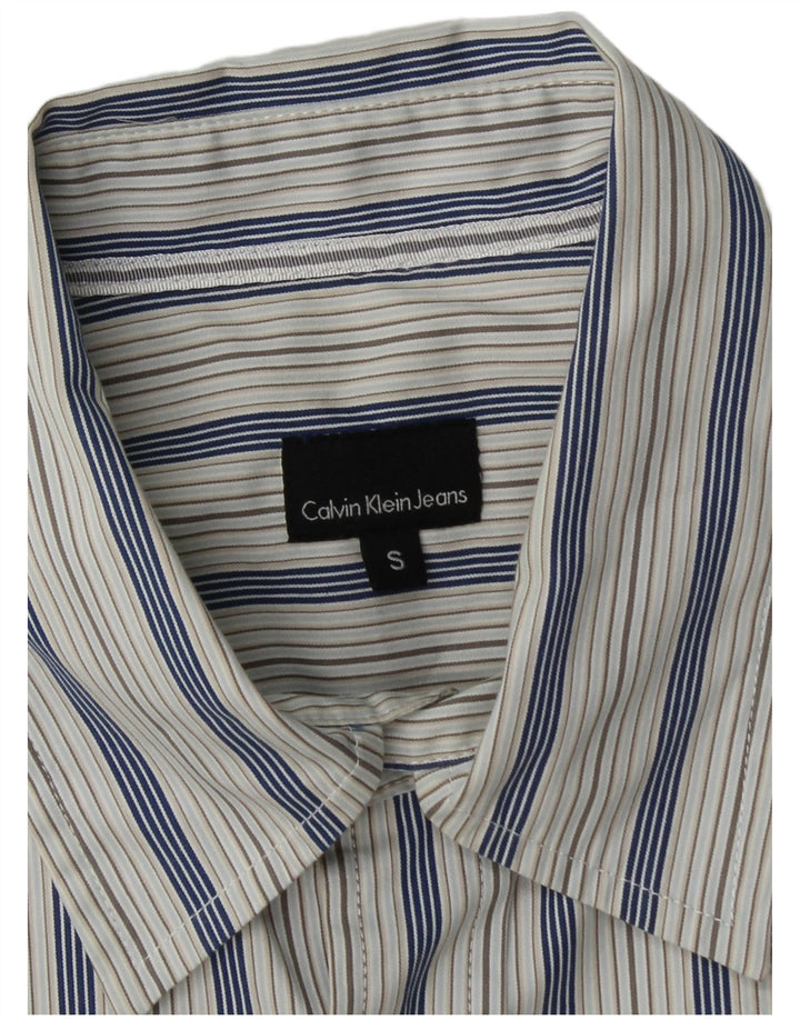 Calvin Klein Jeans Chemise Homme Small Bleu Rayé Coton