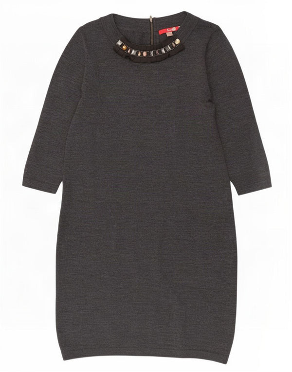 Boden Femme Robe Pull à Manches 3/4 UK 44 Large Gris Laine