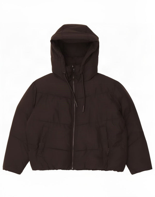 Zara Veste matelassée surdimensionnée à capuche pour femme UK 10 Small Noir Polyester