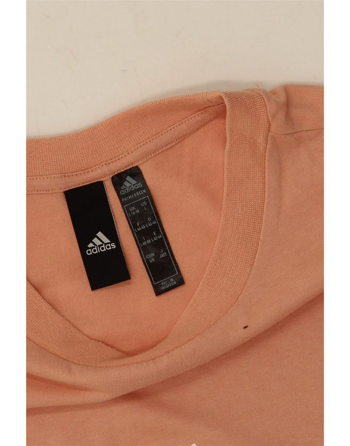 Adidas T-shirt graphique surdimensionné pour femme UK 16/18 Large Orange Polyester