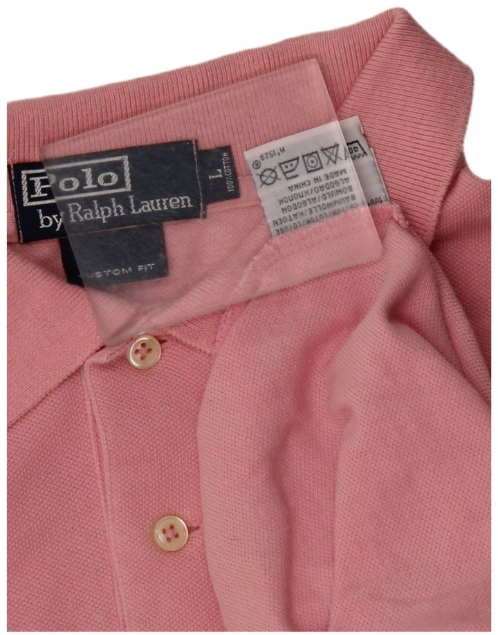 POLO RALPH LAUREN Polo à manches longues pour homme, coupe personnalisée, grand coton rose