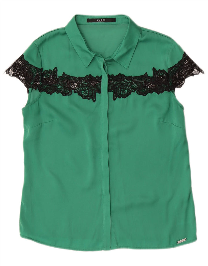 Guess Chemisier à manches courtes pour femme UK 10 Petit Vert Polyester