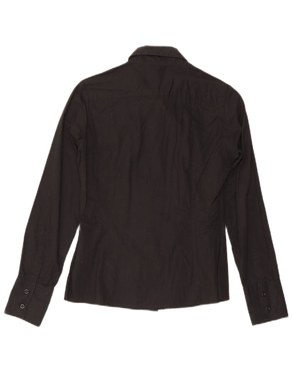 Benetton Chemise Femme UK 12 Coton Noir Moyen