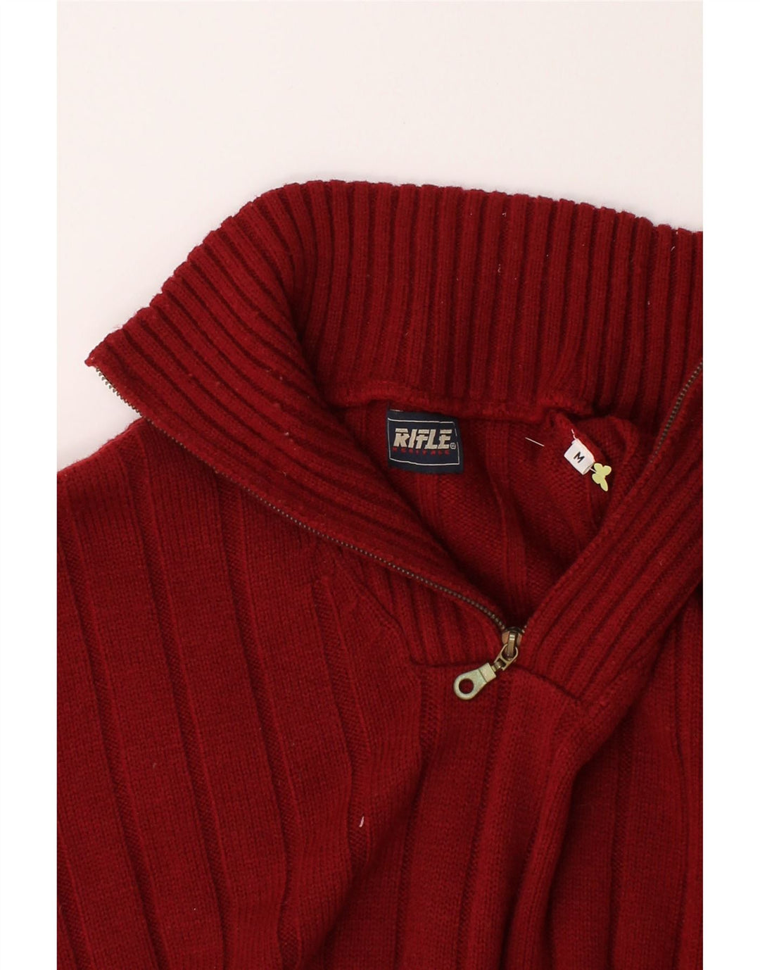 RIFLE Mens Zip Neck Jumper Sweater Medium Red Acrylic Vintage Rifle and Second-Hand Rifle from Messina Hembry 