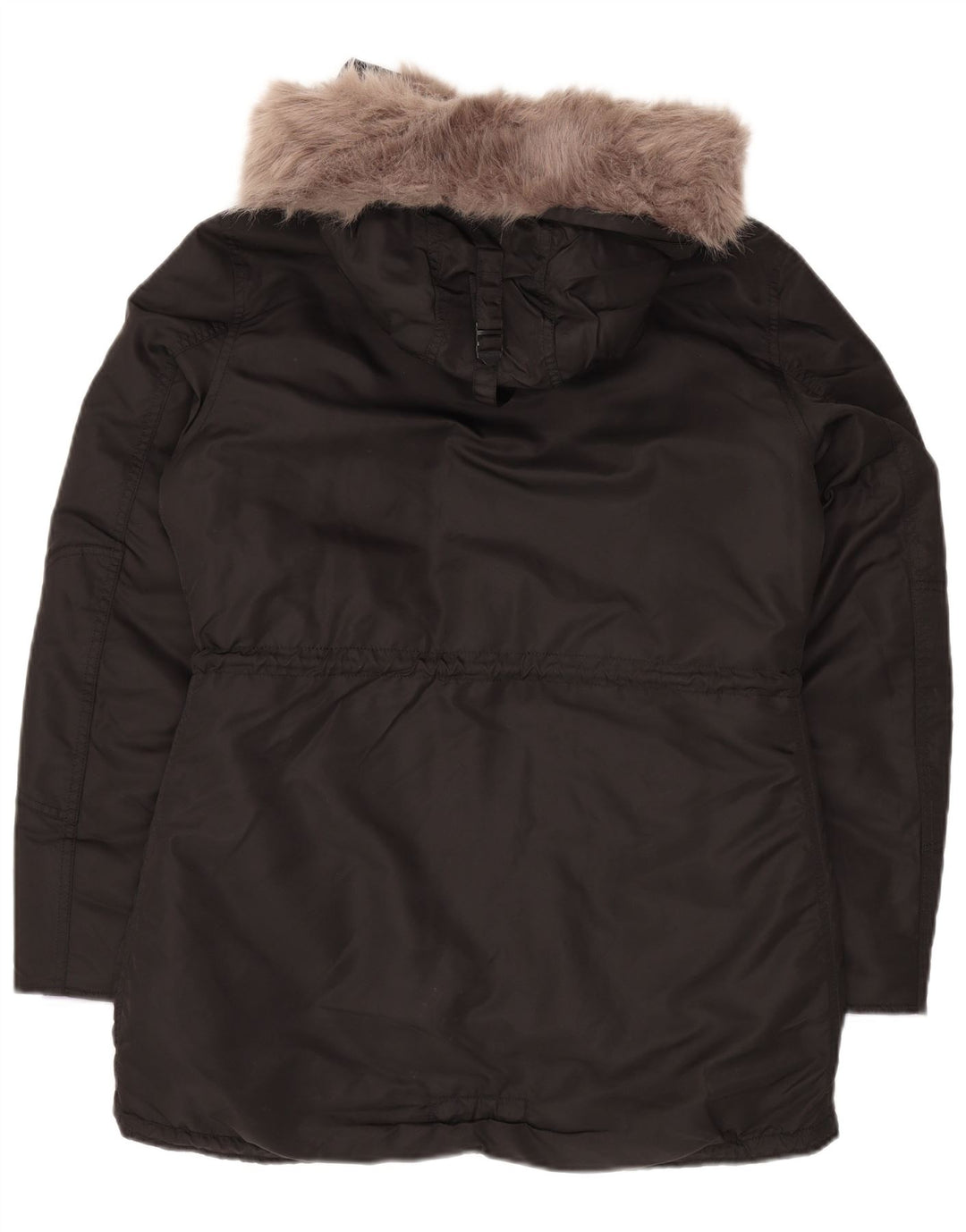 Superdry Veste Parka à Capuche Femme UK 16 Large Noir Nylon Hiver