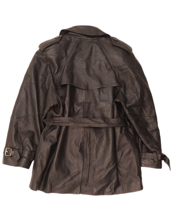 vintage Femmes Militaire Loose Fit Double Breasted Jacket UK 10 Petit Noir