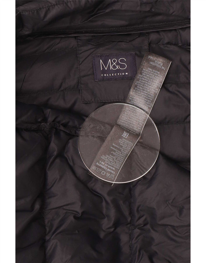 Marks & Spencer Manteau rembourré à capuche pour femme UK 12 Medium Noir Polyamide