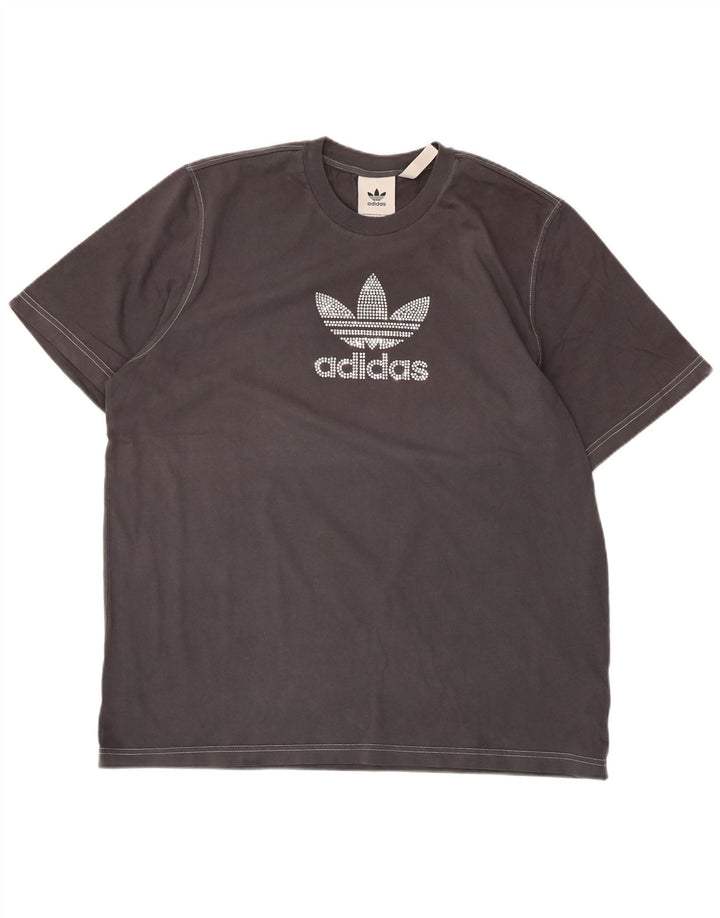 ADIDAS Mens Graphic T-Shirt Top Large Grey Cotton
