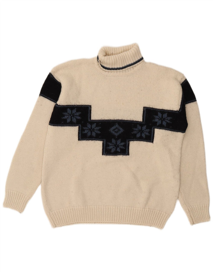 Knock Out Pull col roulé pour homme en laine color block blanc moyen