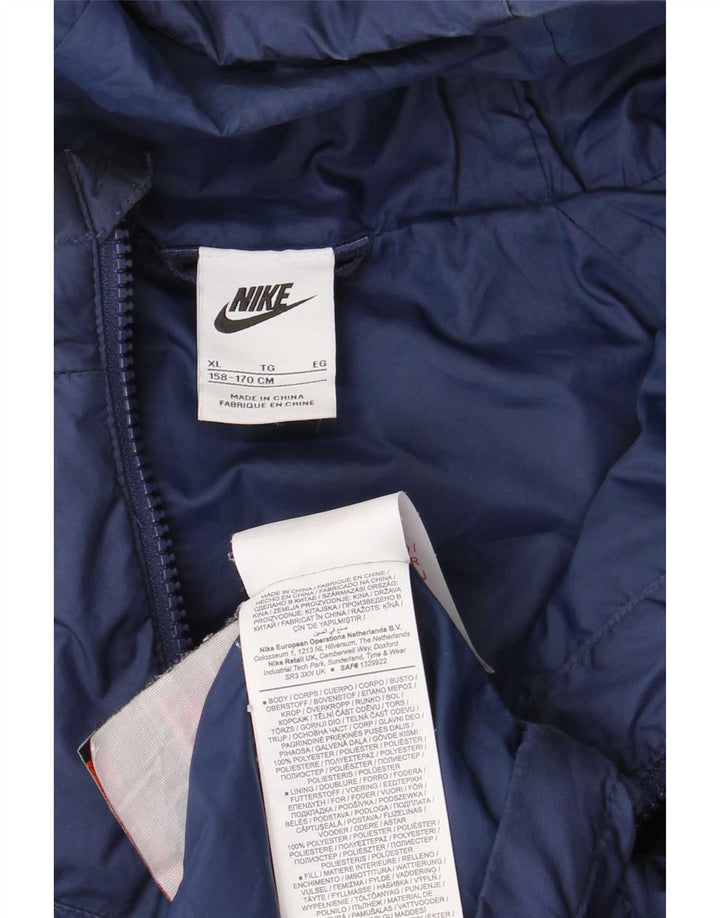 Nike Veste matelassée à capuche pour garçon 13-14 ans XL Bleu marine Polyester