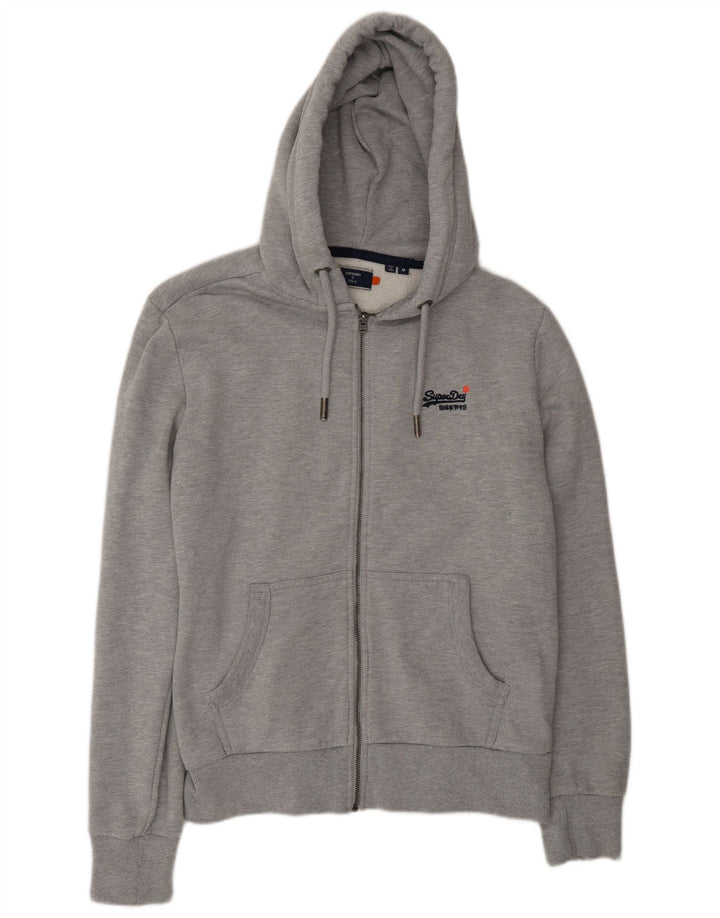 Superdry Sweat à Capuche Zippé Homme Gris Moyen Coton