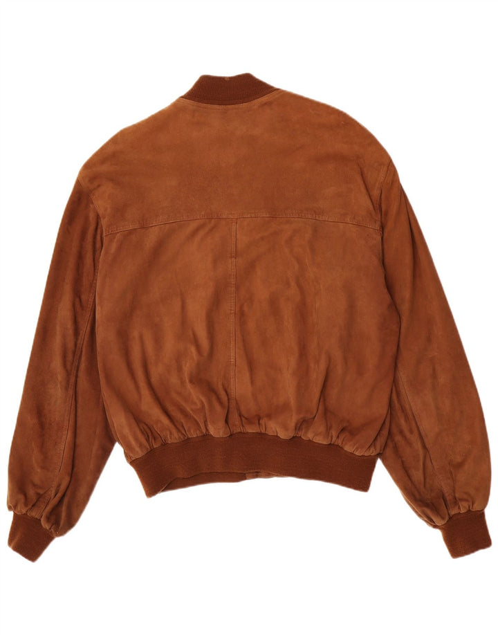 vintage Mens Suede Bomber Jacket IT 50 Grand Daim Brun