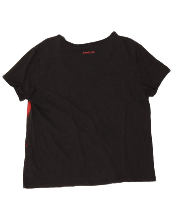 Desigual T-shirt graphique Rolling Stones pour femme UK 18 XL Noir Coton