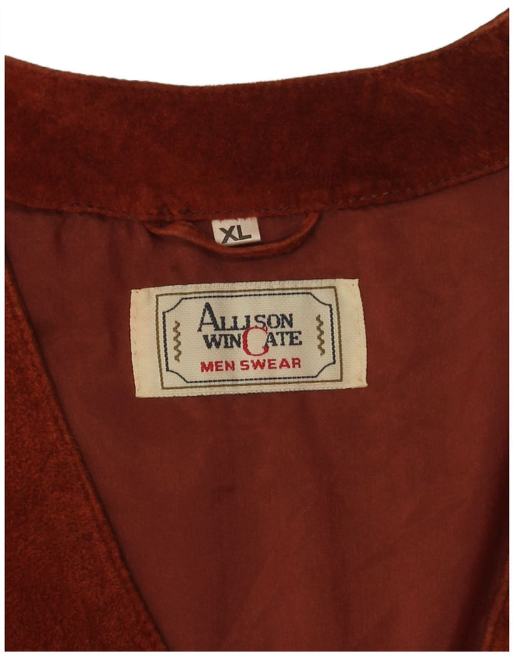 Allison Wingate Gilet en daim pour homme XL en cuir marron
