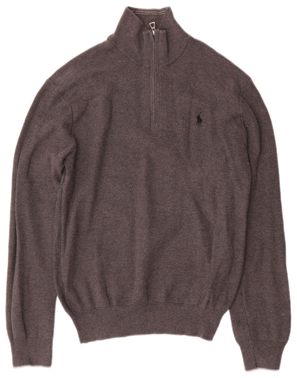 Polo Ralph Lauren Pull col zippé homme gris moyen coton