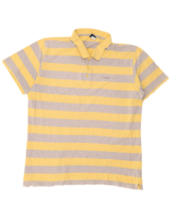 Reebok Polo Homme XL Jaune Rayé Coton