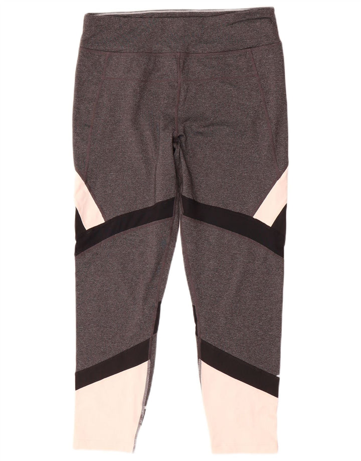 Calvin Klein Leggings Femme UK 16 Large Gris Colorblock