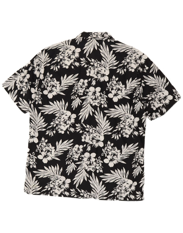 Jack & Jones Chemise à Manches Courtes Homme Grand Coton Floral Noir
