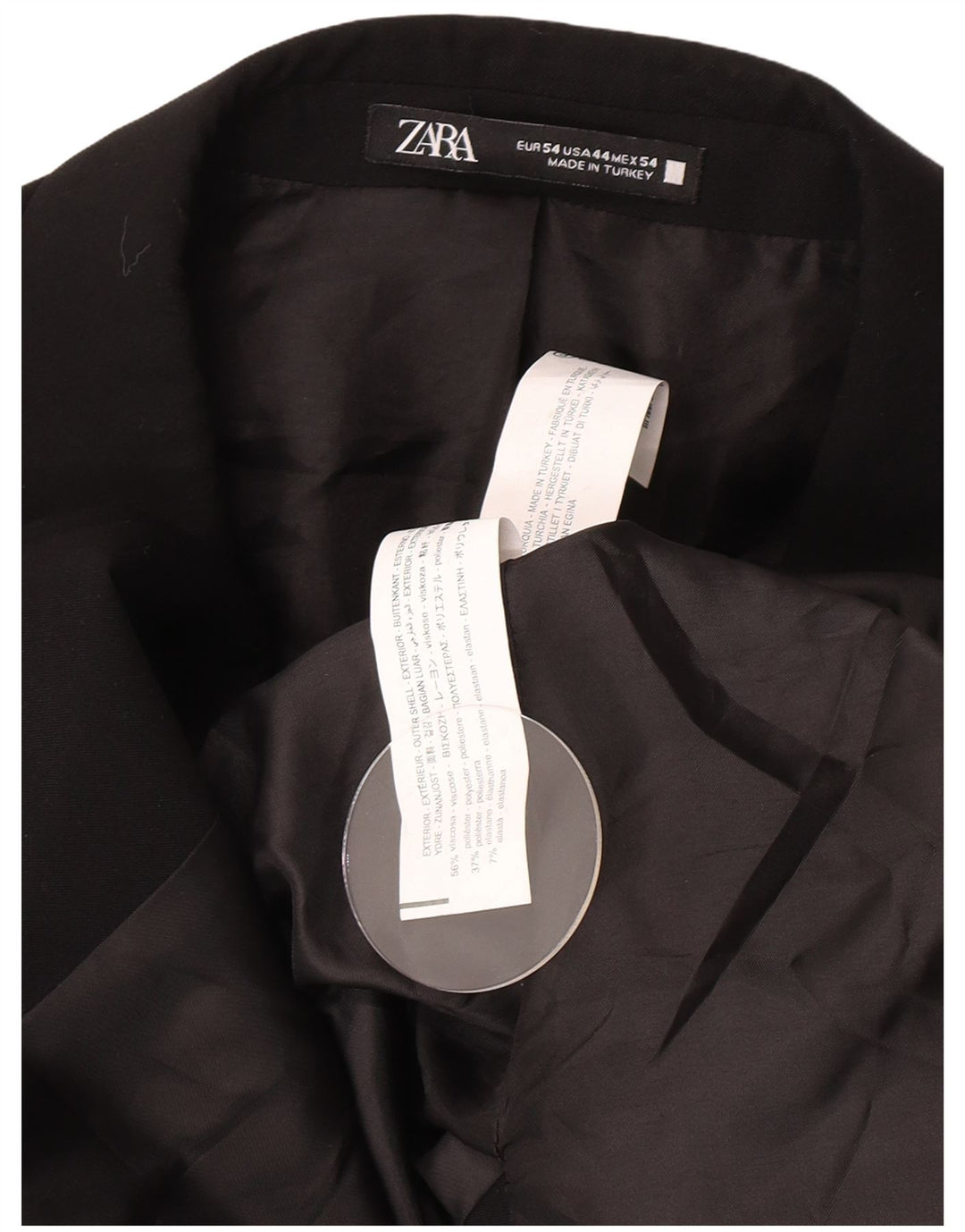 Zara Veste Blazer 2 Boutons Homme EU 54 XL Noir Viscose