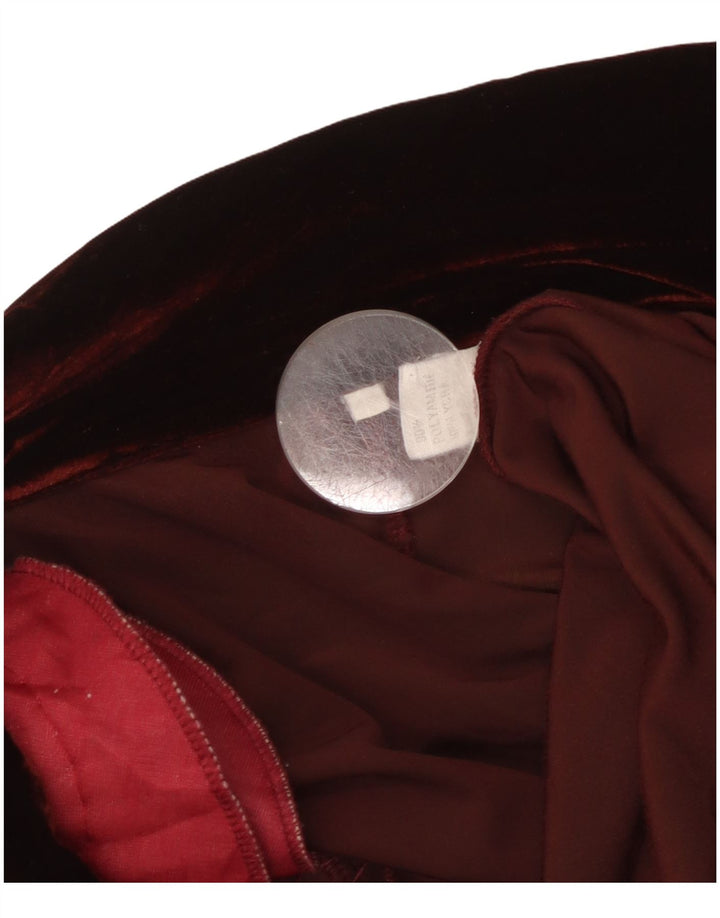 VINTAGE Femme 3 Bouton Velours Blazer Veste UK 10 Petit Bordeaux