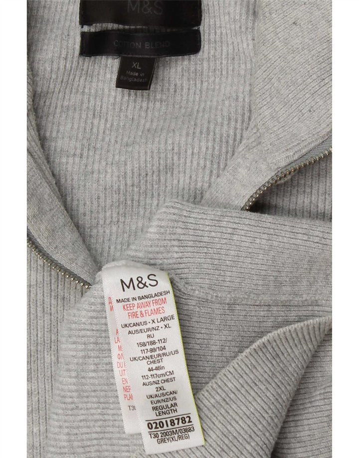 Marks & Spencer Pull col zippé pour homme XL Gris Polyester