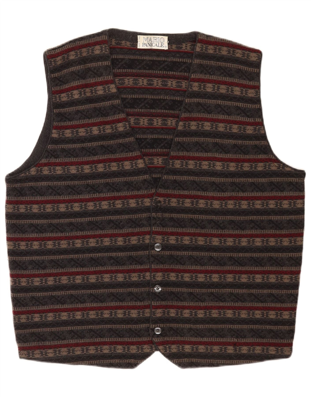 gilet tricoté vintage pour homme gris moyen Fair Isle Virgin Wool