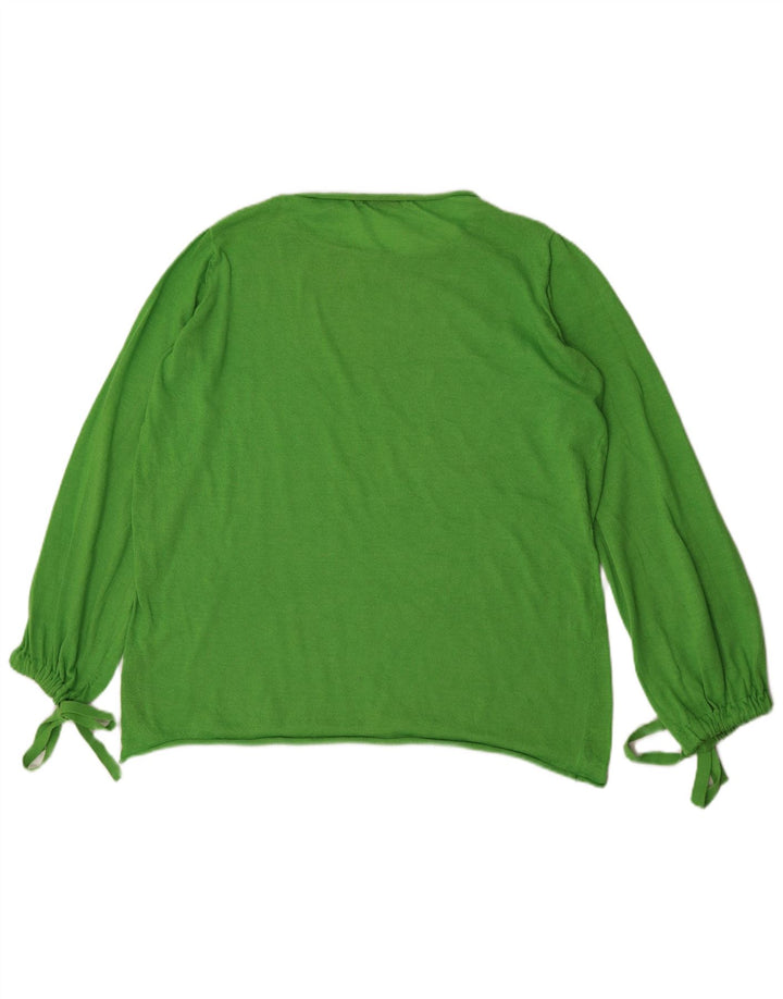 Zara Femme Haut Oversize Manches Longues UK 10 Petit Vert Polyester