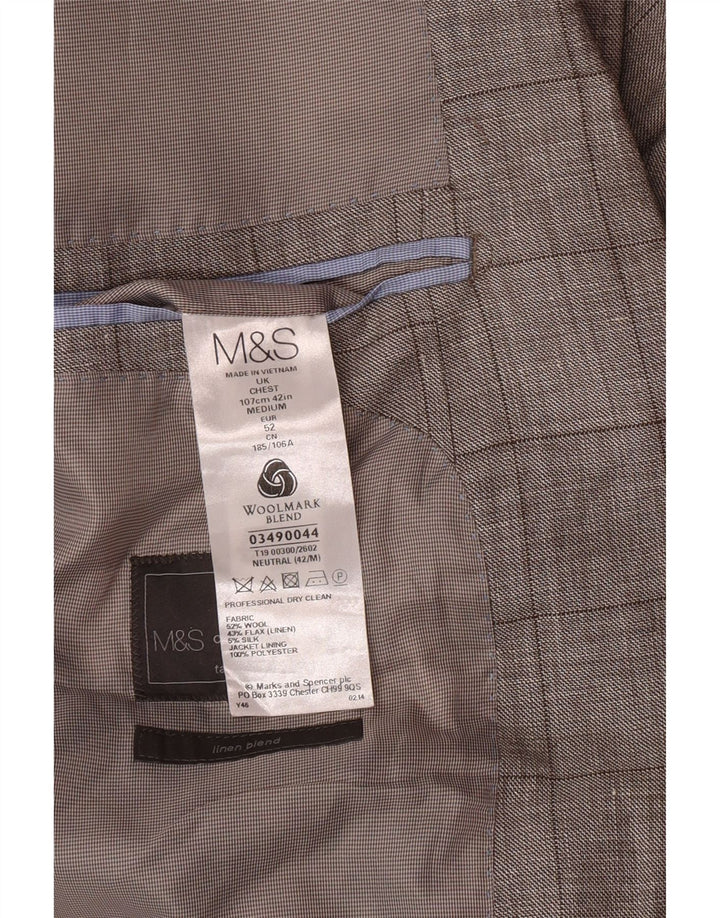 Marks & Spencer Veste blazer coupe ajustée pour homme UK 42 Grand carreaux gris