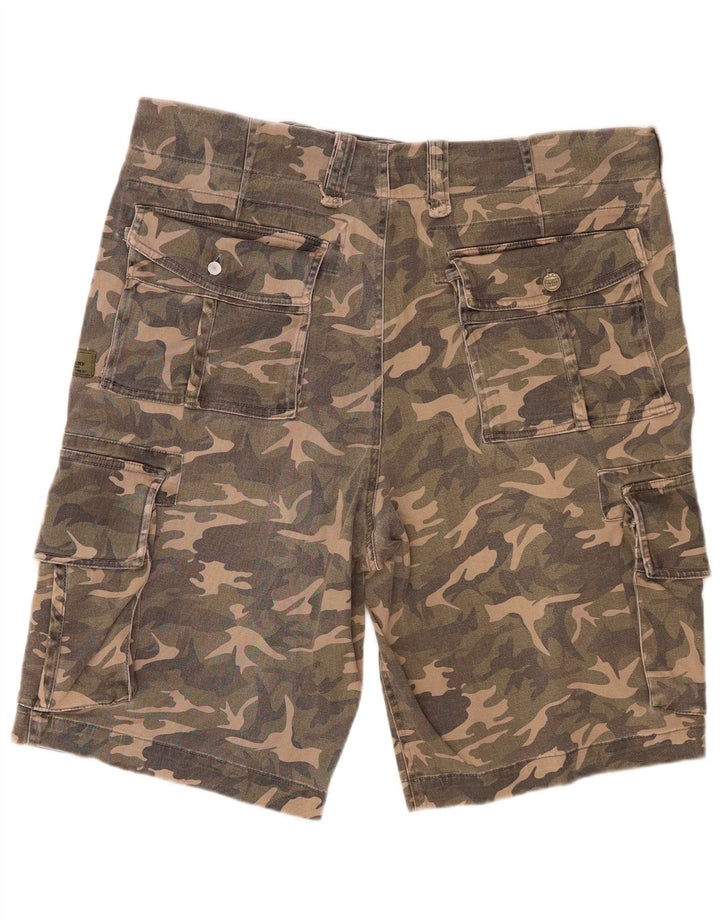 VINTAGE Short Cargo Homme W36 Grand Kaki Camouflage Coton