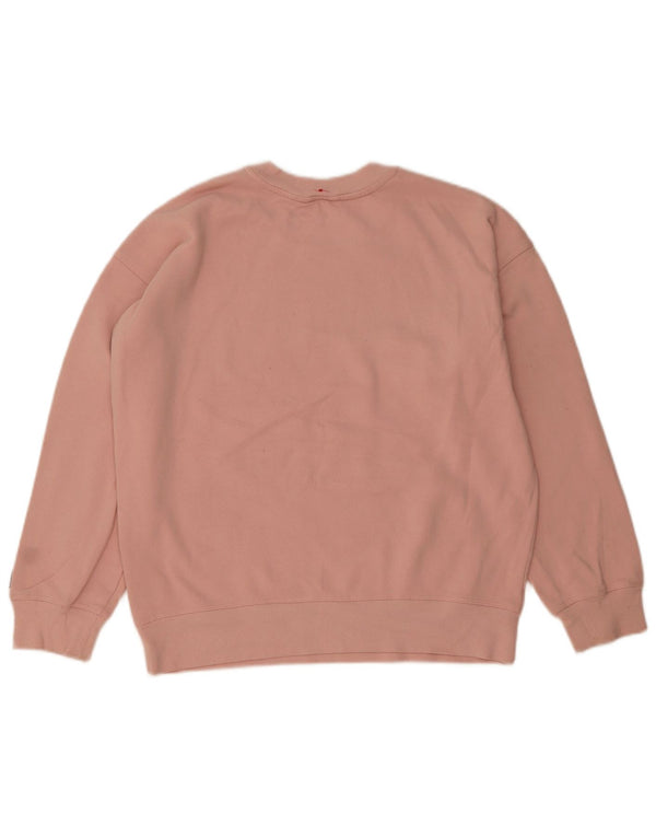 Dkny Sweat-shirt graphique surdimensionné pour femme UK 14 en coton rose moyen
