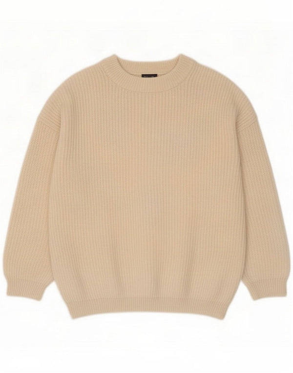 Vintage Womens Graphic Boat Neck Jumper Sweater UK 22 3XL Off White