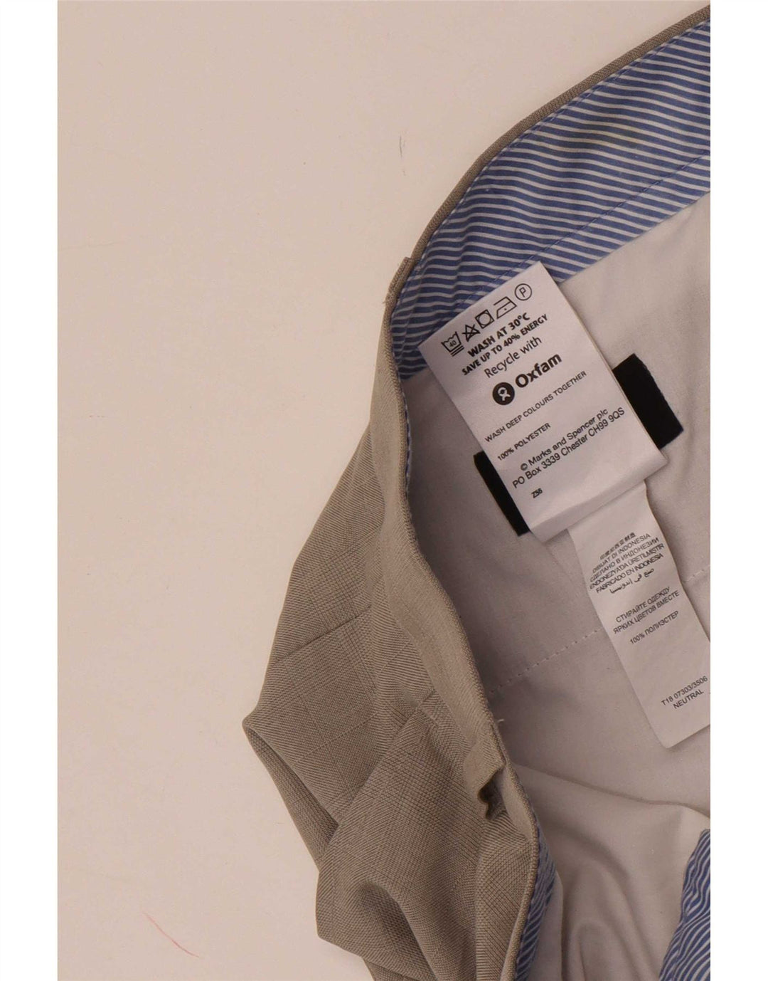 Marks & Spencer Pantalon de Costume Droit Homme W38 L33 Beige Polyester