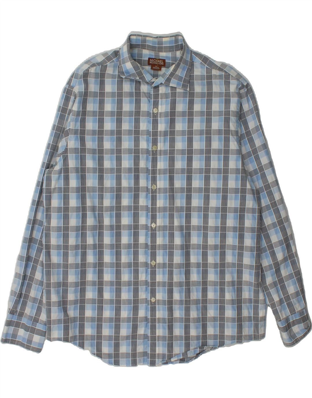 MICHAEL KORS Mens Shirt XL Blue Check Cotton Vintage Michael Kors and Second-Hand Michael Kors from Messina Hembry 