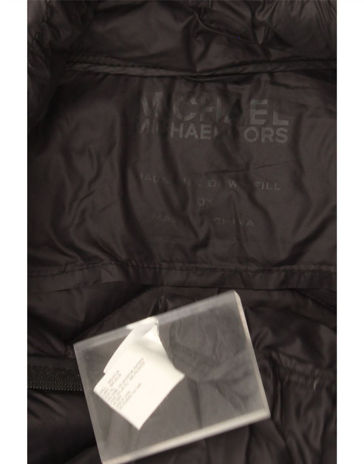 Michael Kors Manteau rembourré à capuche pour femme UK 16 Large Noir Nylon