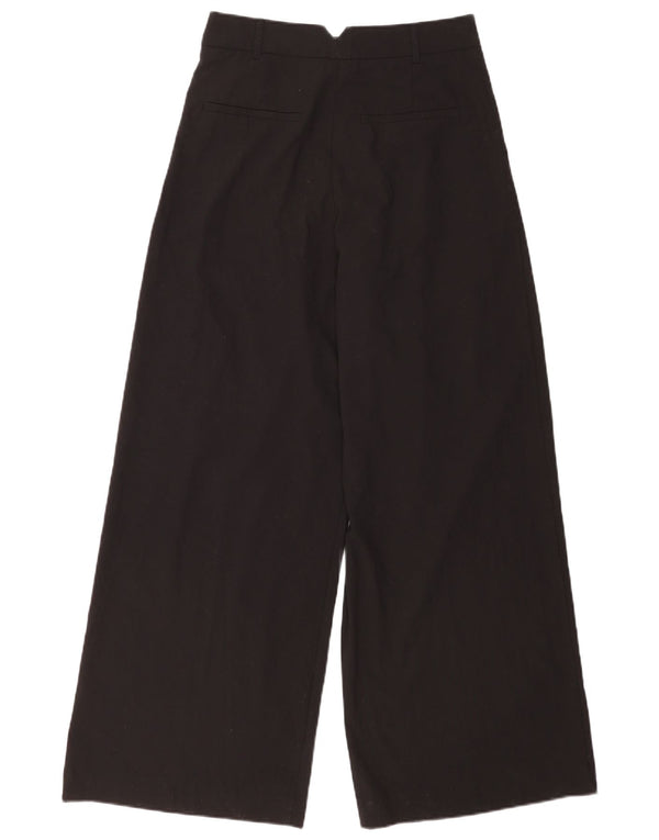 Zara Pantalon décontracté taille haute à jambe large pour femme Petit W26 L31 Noir