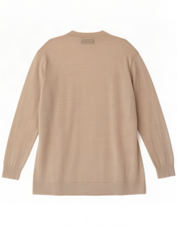 Marks & Spencer Pull cardigan ouvert pour femme UK 14 Large Laine mérinos beige