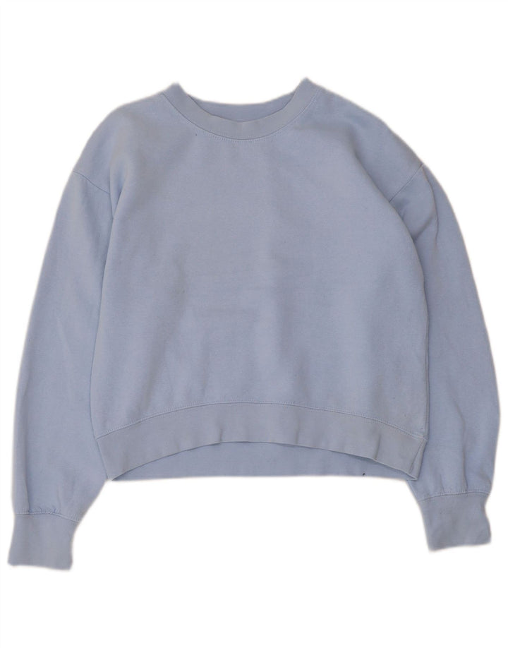 Zara Womens Crop Sweatshirt Jumper UK 10 Petit Bleu Polyester